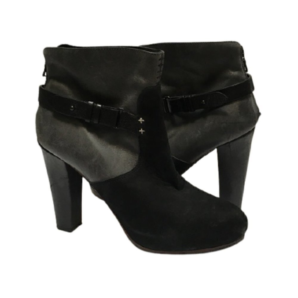 𝅺rag & bone Gray Leather Black Suede Heeled Booties